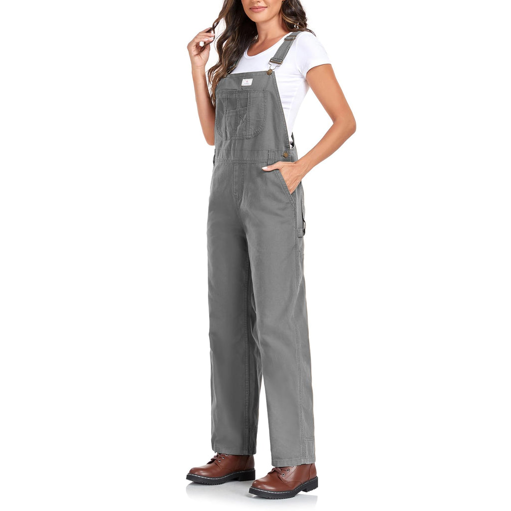HISEA Womens Bib Overall Canvas Womens Relaxed Fit Overalls Workwear with Adjustable Straps and Convenient Tool Pockets