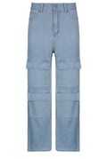 Vintage Wide Leg Denim Cargo Pants for Women