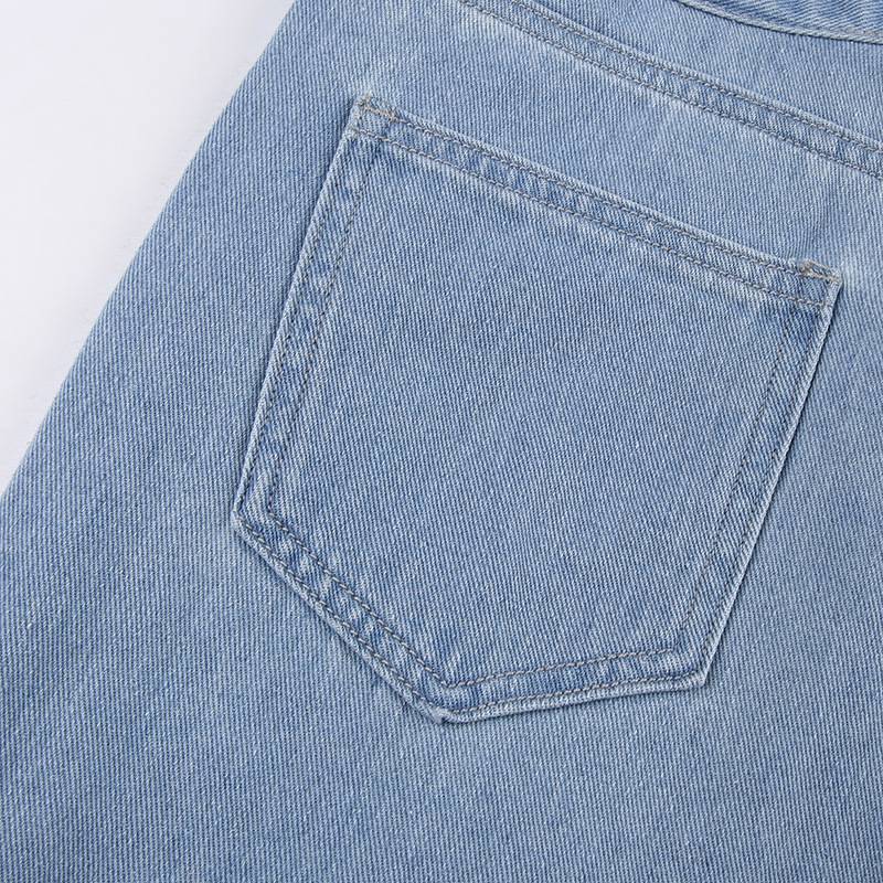 Vintage Wide Leg Denim Cargo Pants for Women