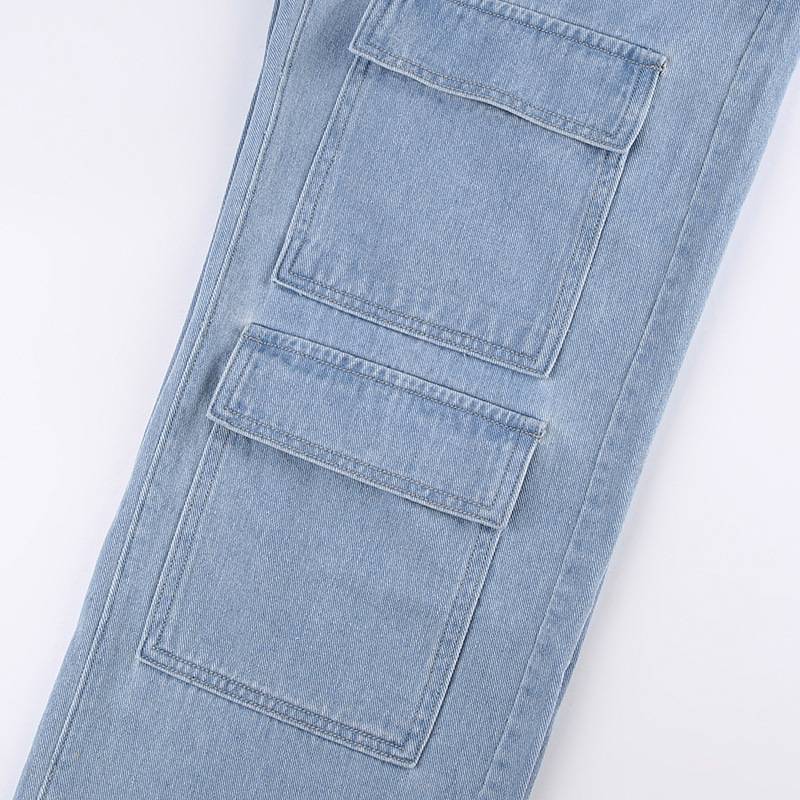Vintage Wide Leg Denim Cargo Pants for Women