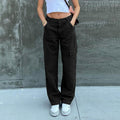 Vintage Wide Leg Cargo Pants for Women - Denim Trousers